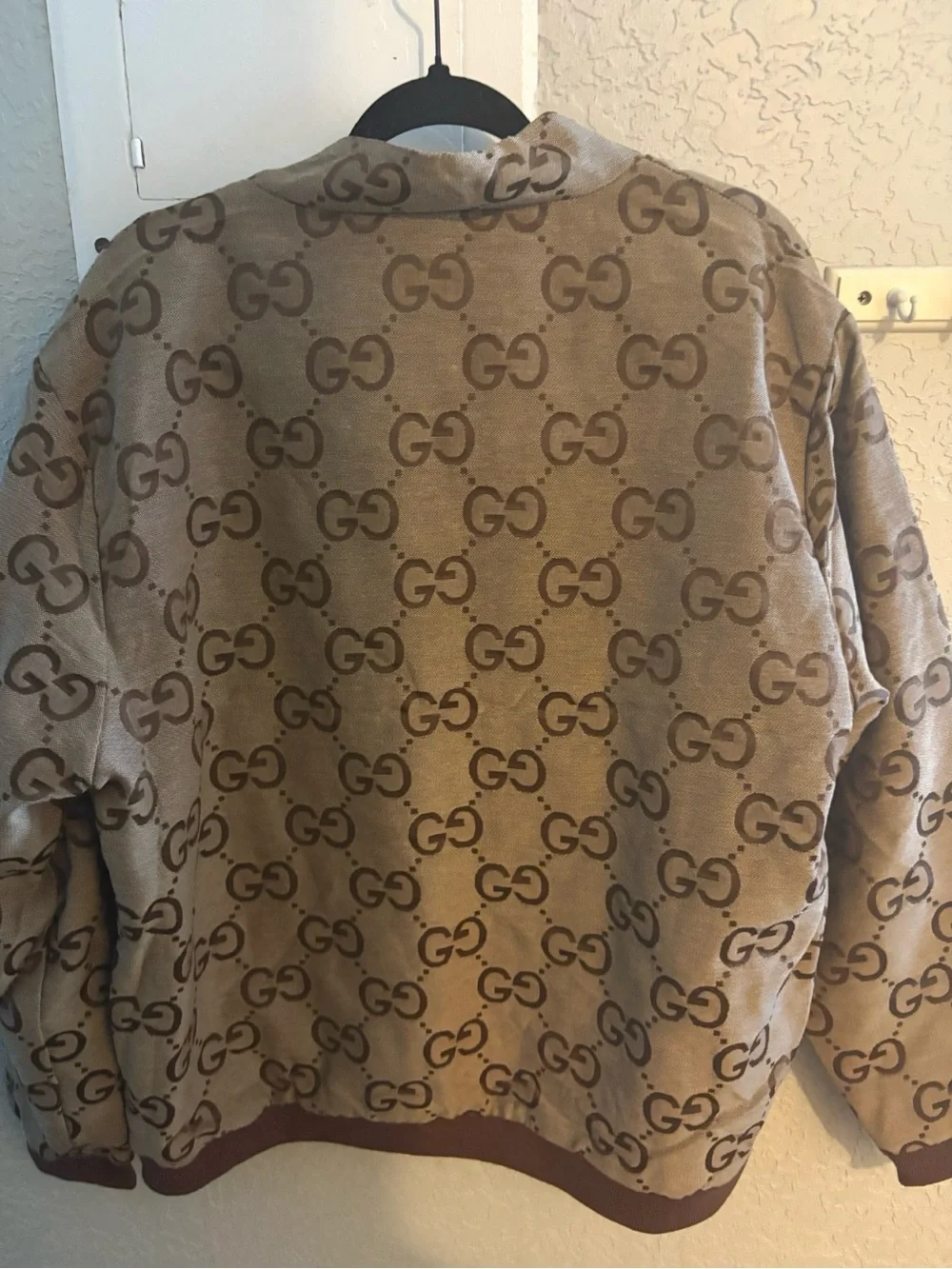 Gucci Beige & Brown Monogram Zip Hoodie Jacket